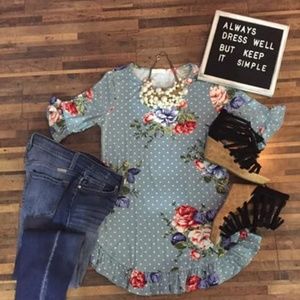 Floral and Polka Dot Boutique Top